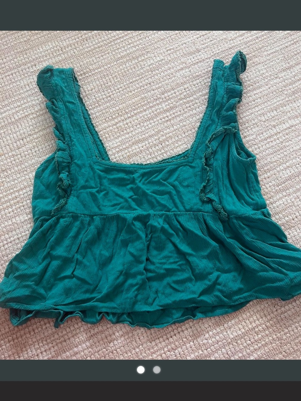 O’Neill Green/Teal Ruffle Tank Crop Top - Women